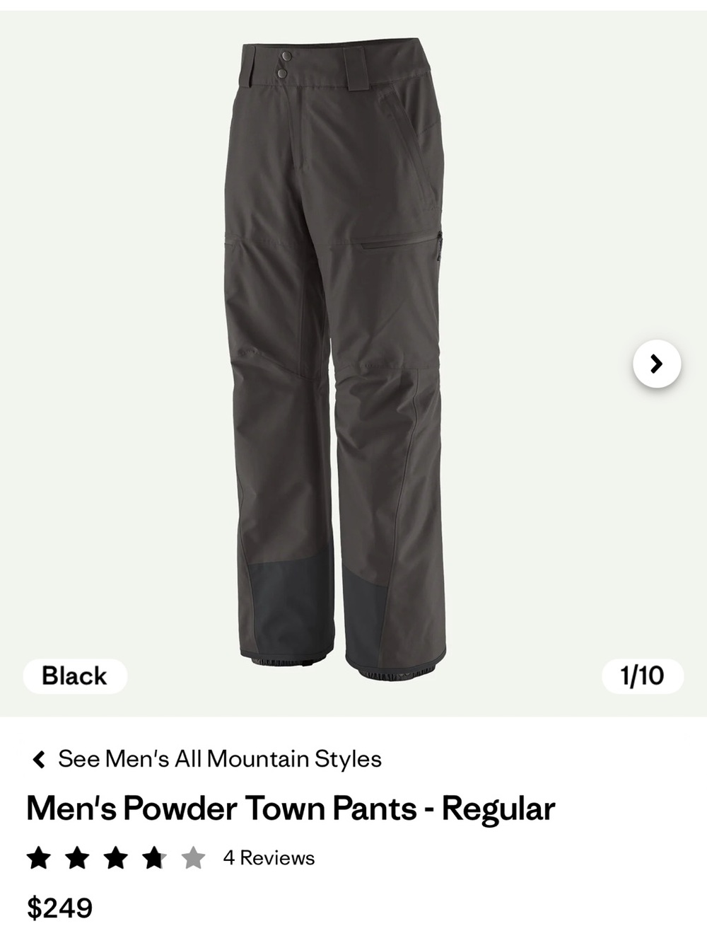 Patagonia Men's Powder Town Pants — Black